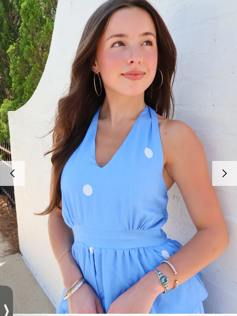 NWT Entro Boutique Blue Polka Dot Halter Tiered Maxi Dress Sz S M L - Picture 6 of 10